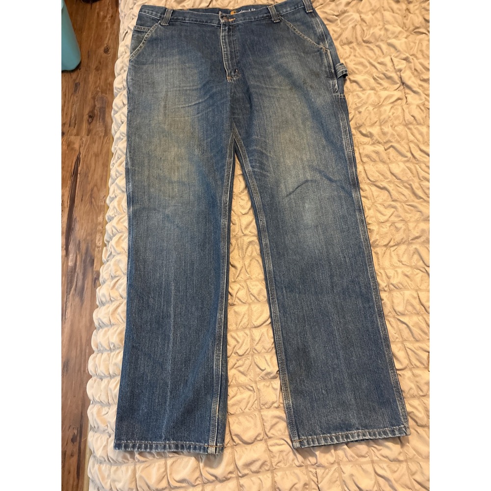 Carhartt Relaxed Fit Carpenter Jeans Mens 38x32 Blue Denim Work Pants 103327-460